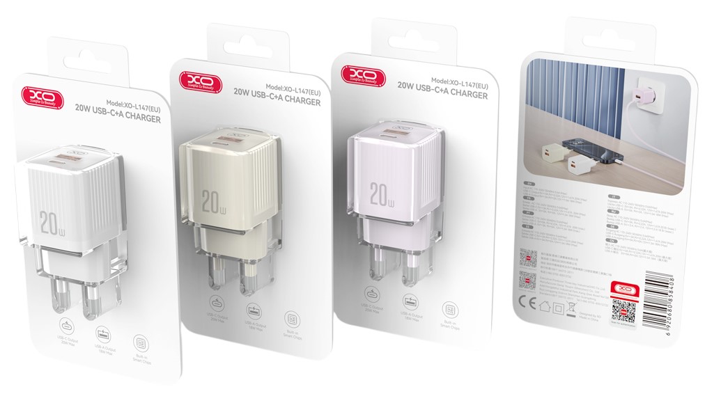 XO L147 (EU) Φορτιστής PD 1USB-A+1USB-C Μπεζ - Image 2