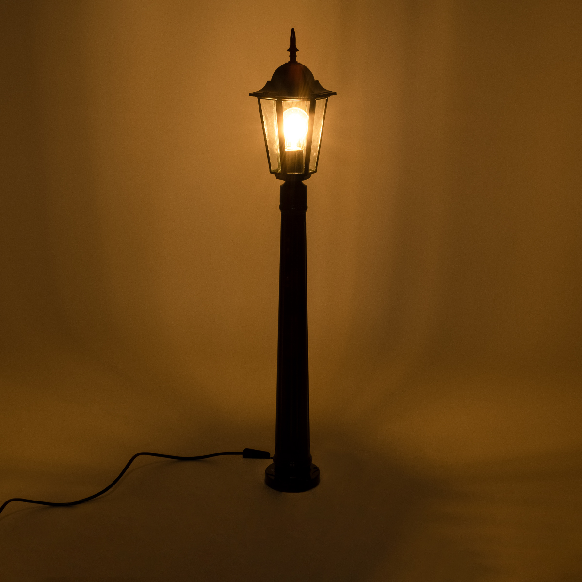 GloboStar® ELLIPSE 01401 Vintage Φωτιστικό Κολωνάκι Κήπου Μονόφωτο 1 x E27 Μαύρο Μεταλλικό Πλέγμα L17 x W16 x H105cm - Image 3