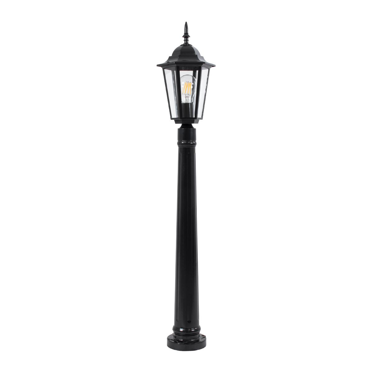 GloboStar® ELLIPSE 01401 Vintage Φωτιστικό Κολωνάκι Κήπου Μονόφωτο 1 x E27 Μαύρο Μεταλλικό Πλέγμα L17 x W16 x H105cm - Image 4
