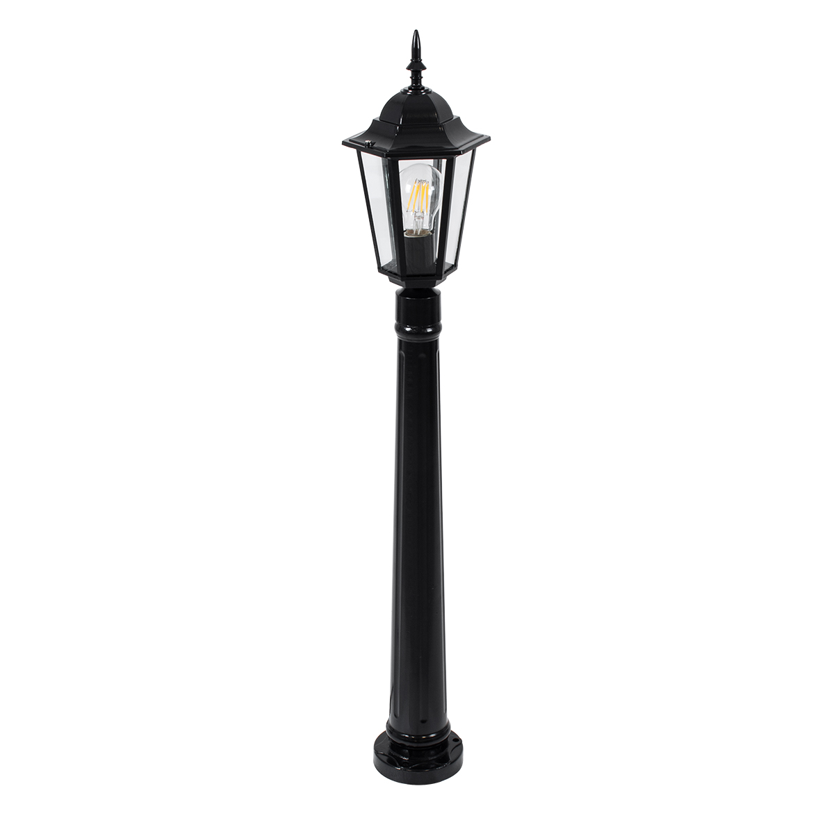 GloboStar® ELLIPSE 01401 Vintage Φωτιστικό Κολωνάκι Κήπου Μονόφωτο 1 x E27 Μαύρο Μεταλλικό Πλέγμα L17 x W16 x H105cm - Image 5