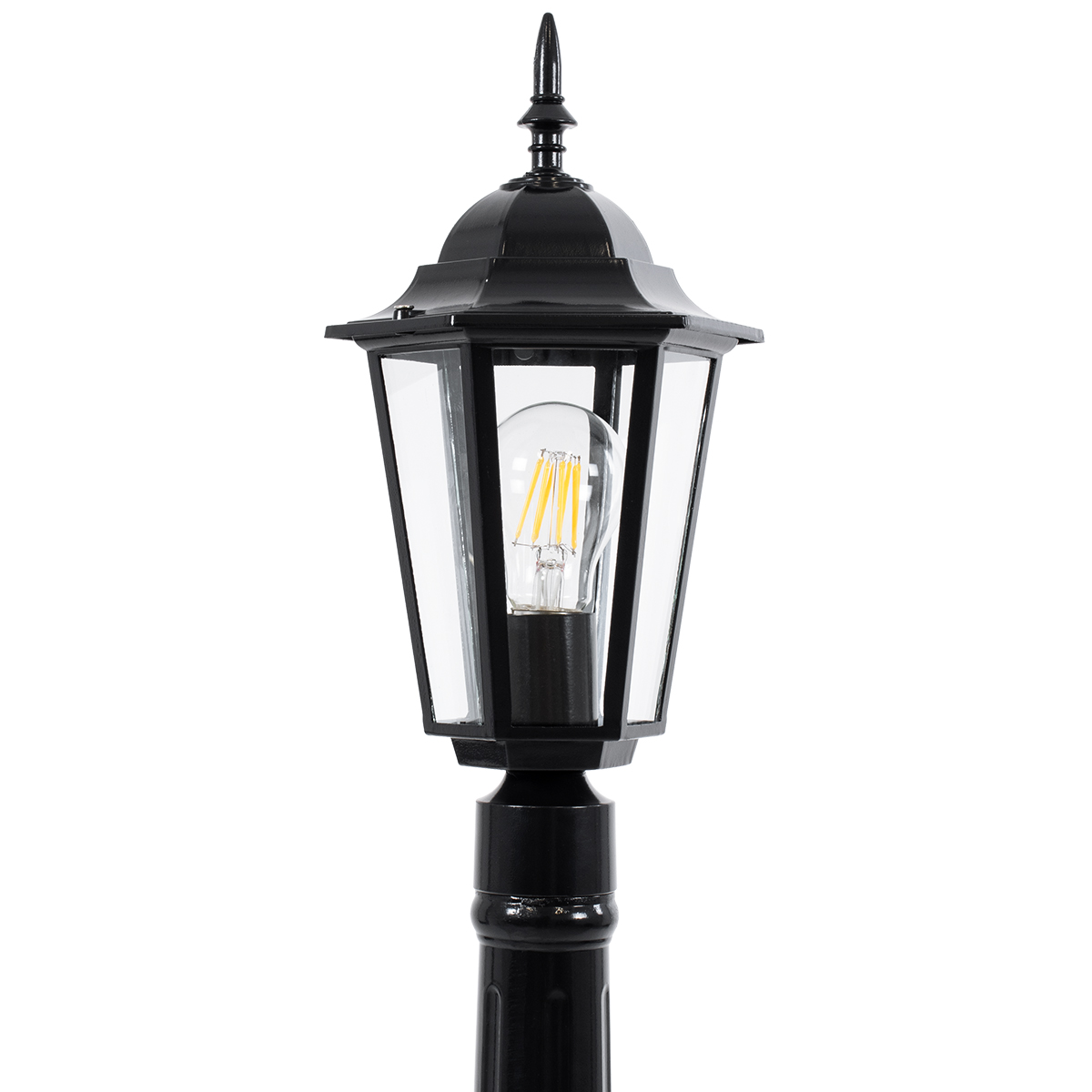 GloboStar® ELLIPSE 01401 Vintage Φωτιστικό Κολωνάκι Κήπου Μονόφωτο 1 x E27 Μαύρο Μεταλλικό Πλέγμα L17 x W16 x H105cm - Image 6
