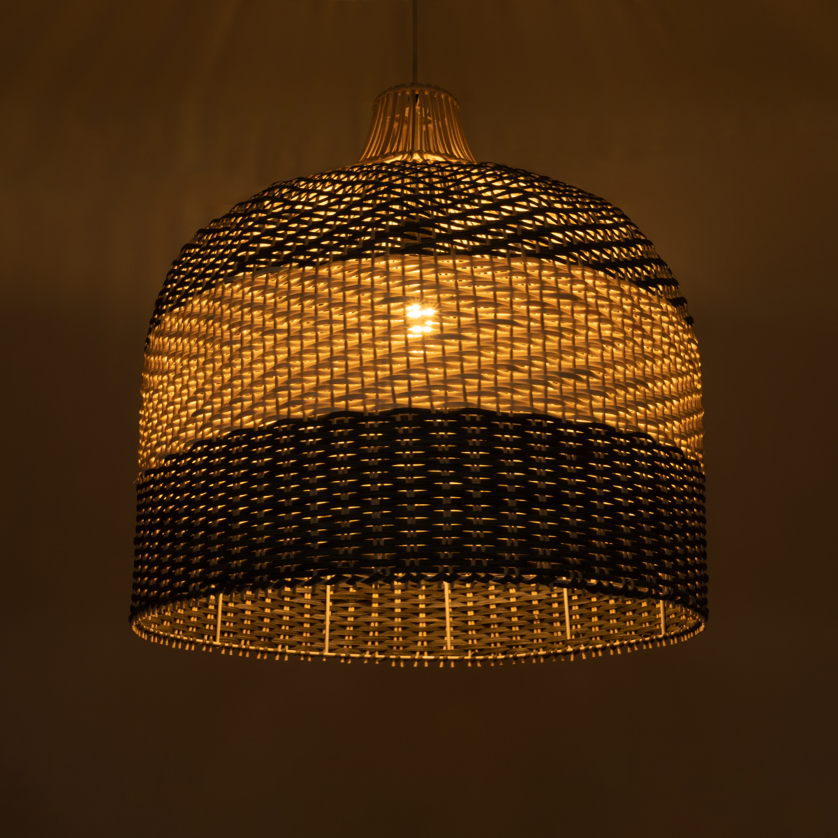 GloboStar® BARBADOS 01945 Boho Κρεμαστό Φωτιστικό Καμπάνα Μονόφωτο 1 x E27 IP20 Μπεζ & Χακί Ξύλο - Μ60 x Π60 x Υ60cm - Image 3