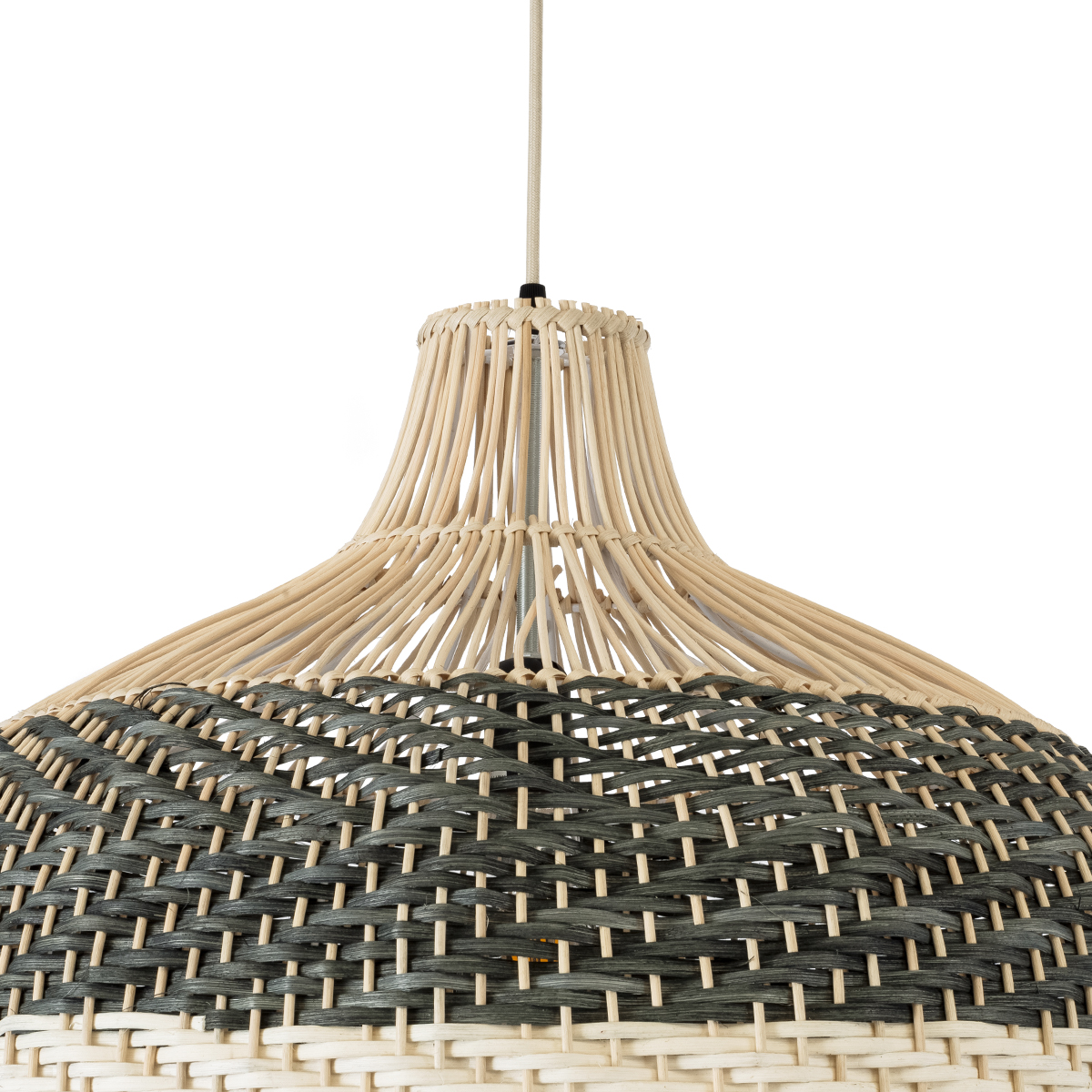 GloboStar® BARBADOS 01945 Boho Κρεμαστό Φωτιστικό Καμπάνα Μονόφωτο 1 x E27 IP20 Μπεζ & Χακί Ξύλο - Μ60 x Π60 x Υ60cm - Image 8