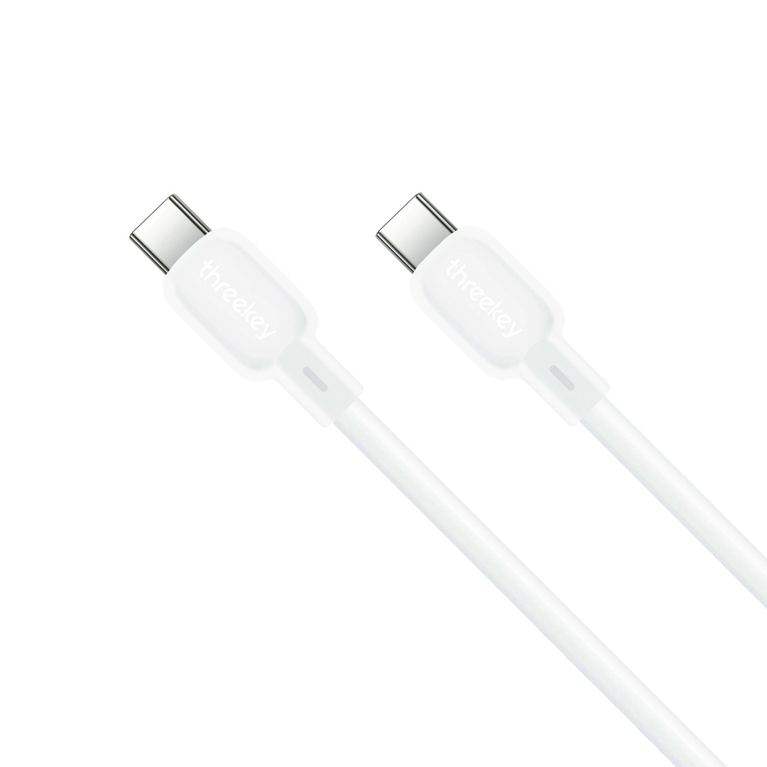 ThreeKey TK-NB09 Καλώδια Σιλικόνης Type-C σε Type-C 60W Λευκό