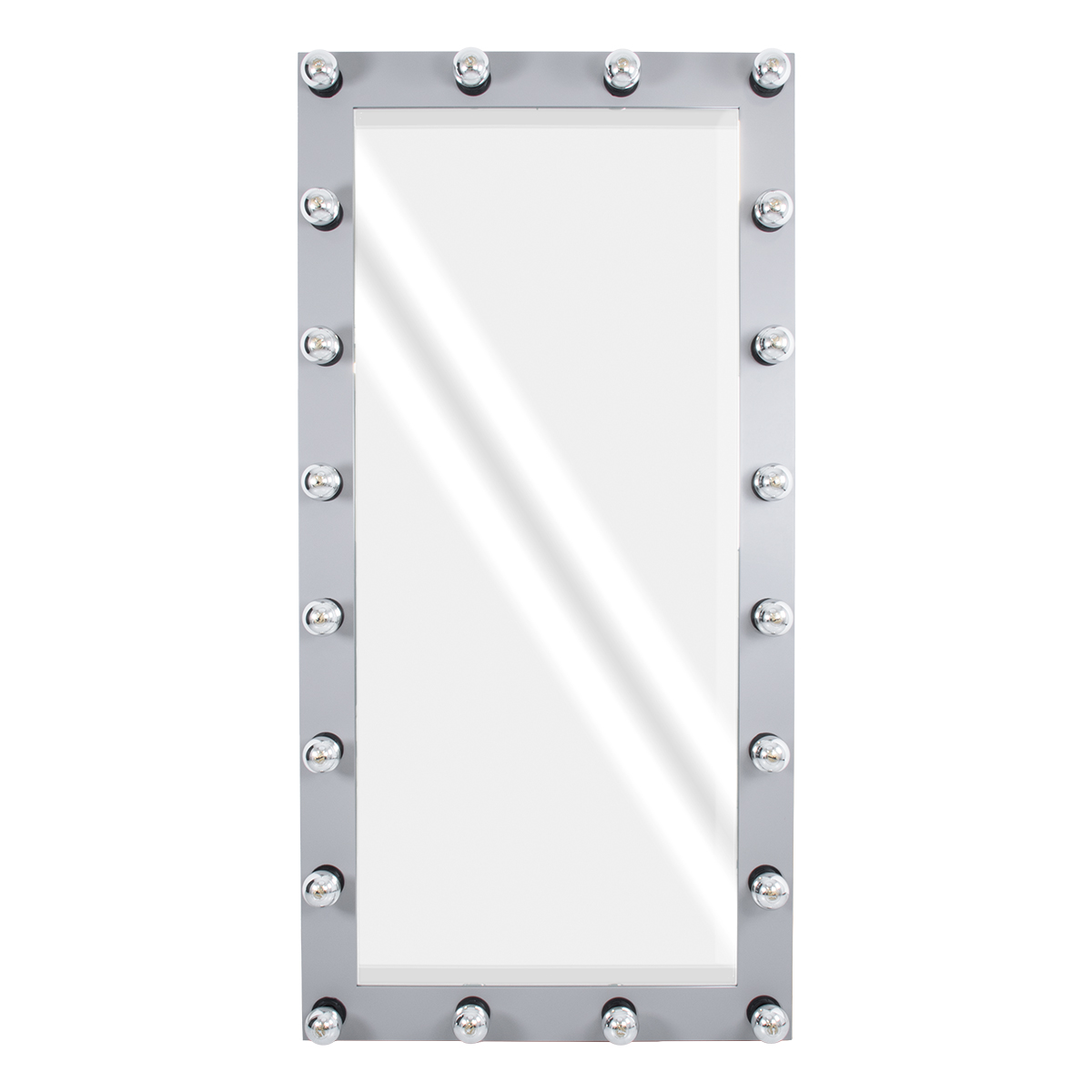 GloboStar® MAKEUP MIRROR-160x80-3 Μοντέρνος Καθρέπτης Μακιγιάζ με Πλαίσιο Φυσικού Ξύλου με Διακόπτη On/Off 20 x E27 AC220-240V - Μ80 x Π7 x Υ160cm - Γκρι Τσιμέντου - Image 3