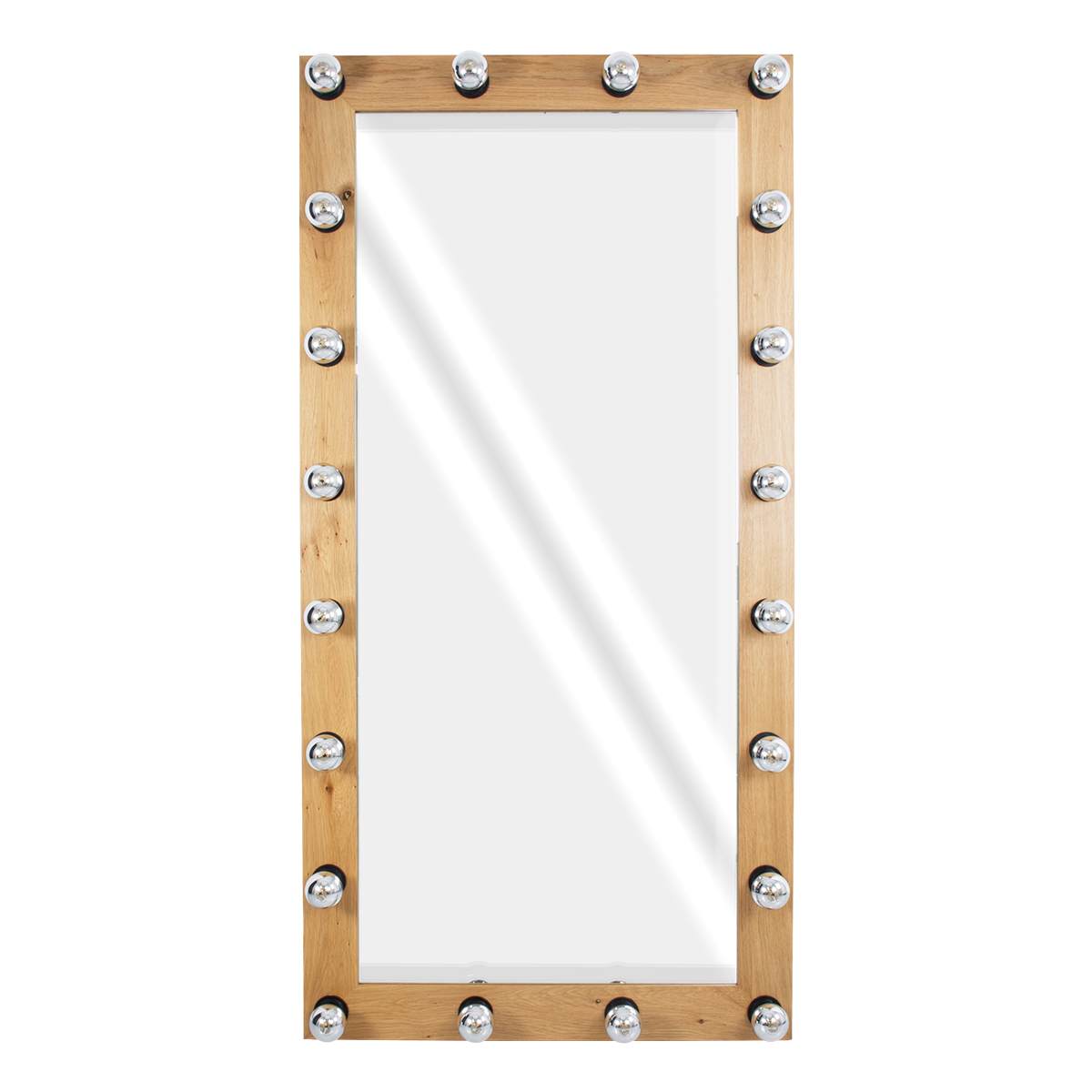 GloboStar® MAKEUP MIRROR-160x80-1 Μοντέρνος Καθρέπτης Μακιγιάζ με Πλαίσιο Φυσικού Ξύλου με Διακόπτη On/Off 20 x E27 AC220-240V - Μ80 x Π7 x Υ160cm - Μπεζ Δρυς - Image 3