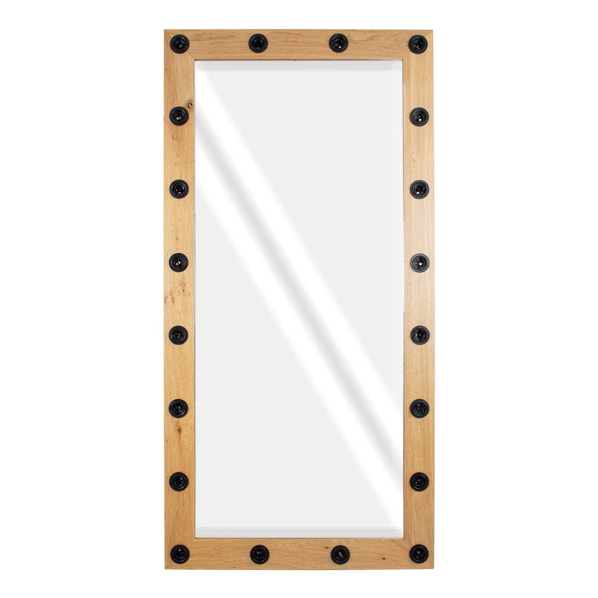 GloboStar® MAKEUP MIRROR-160x80-1 Μοντέρνος Καθρέπτης Μακιγιάζ με Πλαίσιο Φυσικού Ξύλου με Διακόπτη On/Off 20 x E27 AC220-240V - Μ80 x Π7 x Υ160cm - Μπεζ Δρυς - Image 4