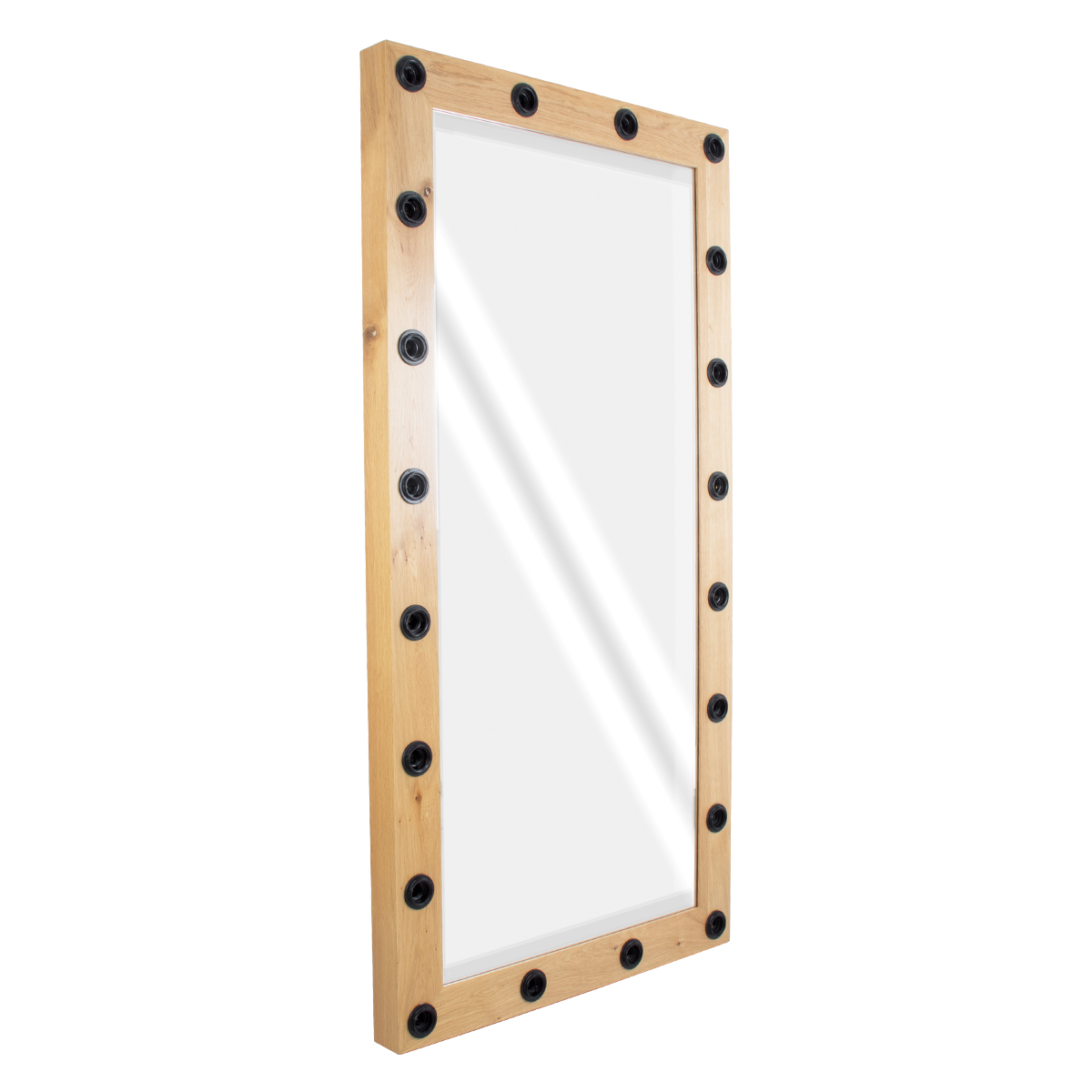 GloboStar® MAKEUP MIRROR-160x80-1 Μοντέρνος Καθρέπτης Μακιγιάζ με Πλαίσιο Φυσικού Ξύλου με Διακόπτη On/Off 20 x E27 AC220-240V - Μ80 x Π7 x Υ160cm - Μπεζ Δρυς - Image 5