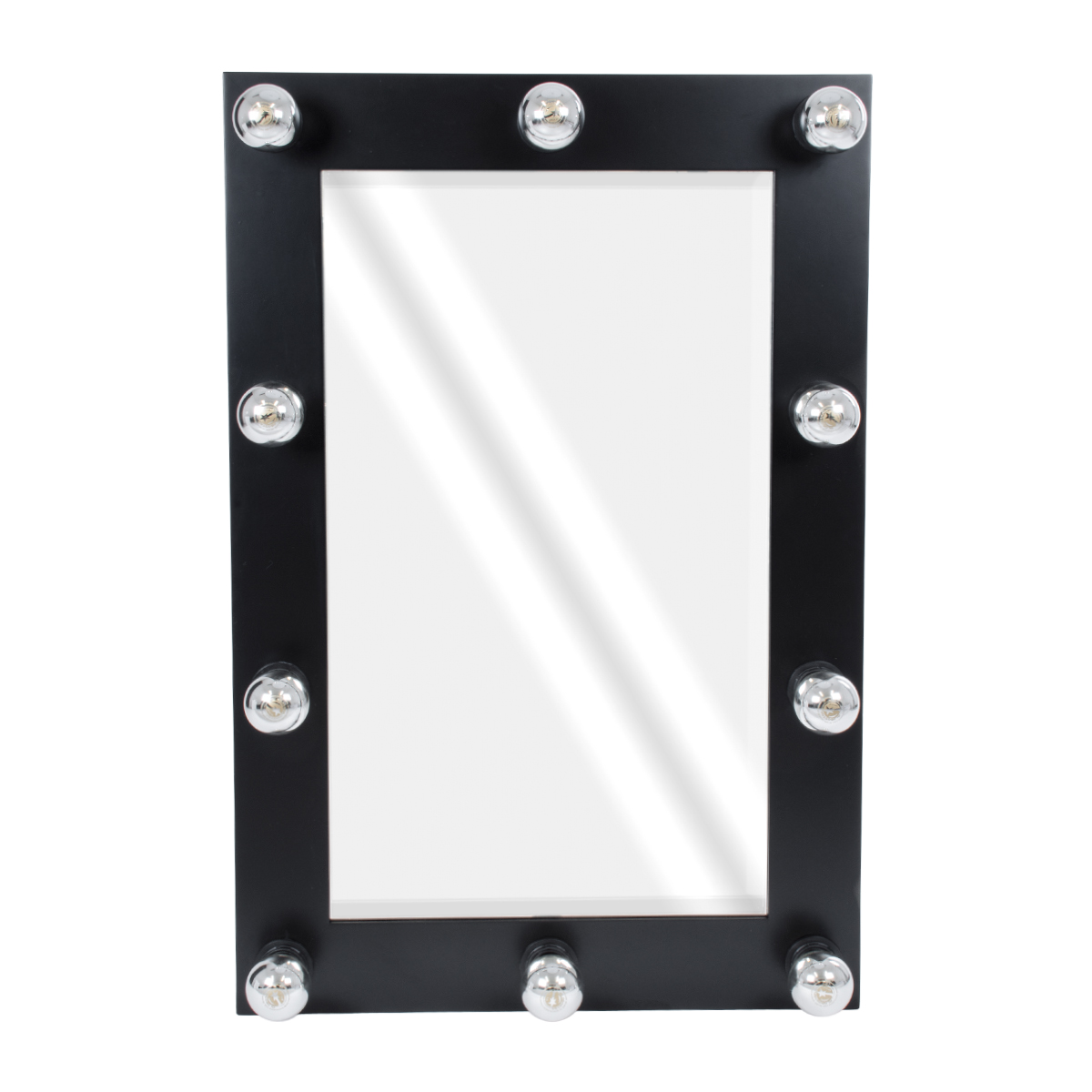 GloboStar® MAKEUP MIRROR-60x90-5 Μοντέρνος Καθρέπτης Μακιγιάζ με Πλαίσιο Φυσικού Ξύλου με Διακόπτη On/Off 10 x E27 AC220-240V - Μ60 x Π7 x Υ90cm - Μαύρος Έβενος - Image 3