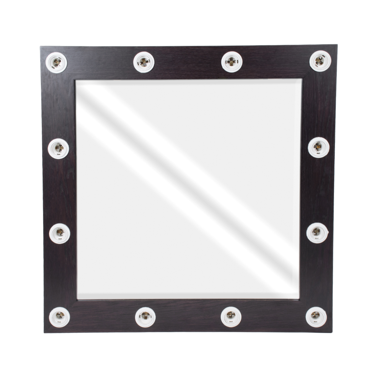 GloboStar® MAKEUP MIRROR-80x80-2 Μοντέρνος Καθρέπτης Μακιγιάζ με Πλαίσιο Φυσικού Ξύλου με Διακόπτη On/Off 12 x E27 AC220-240V - Μ80 x Π7 x Υ80cm - Καφέ Wenge - Image 4