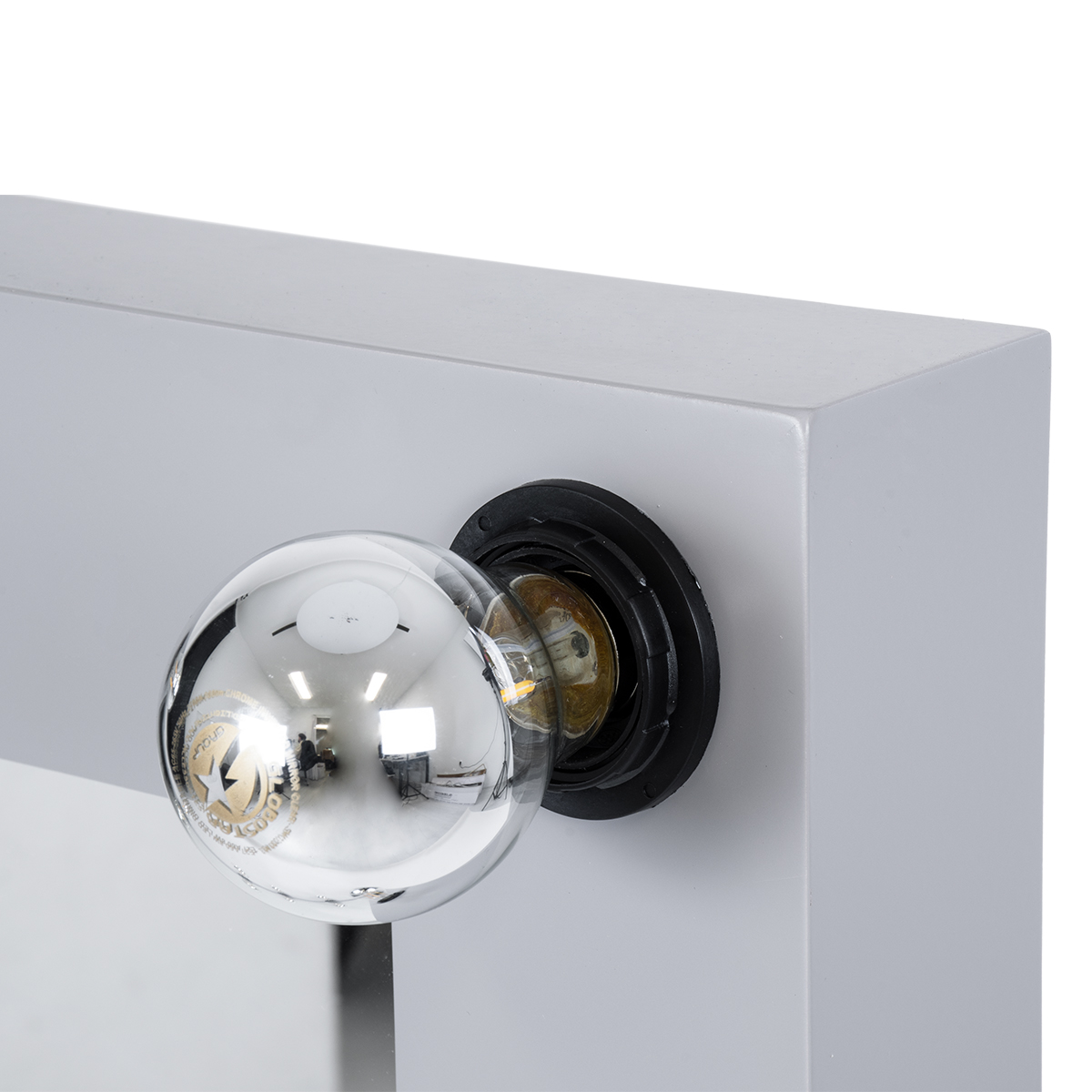 GloboStar® MAKEUP MIRROR-160x80-3 Μοντέρνος Καθρέπτης Μακιγιάζ με Πλαίσιο Φυσικού Ξύλου με Διακόπτη On/Off 20 x E27 AC220-240V - Μ80 x Π7 x Υ160cm - Γκρι Τσιμέντου - Image 11