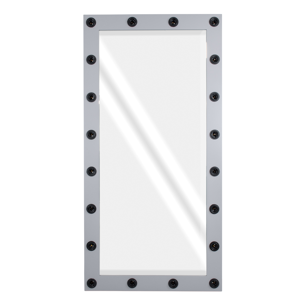 GloboStar® MAKEUP MIRROR-160x80-3 Μοντέρνος Καθρέπτης Μακιγιάζ με Πλαίσιο Φυσικού Ξύλου με Διακόπτη On/Off 20 x E27 AC220-240V - Μ80 x Π7 x Υ160cm - Γκρι Τσιμέντου - Image 4