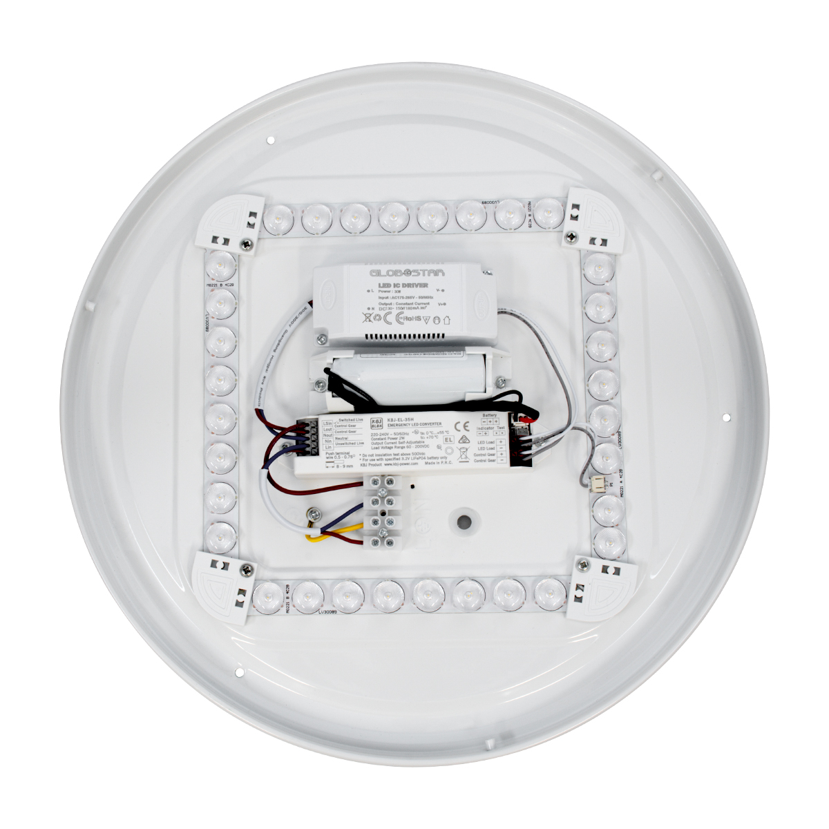 GloboStar® EMERGANO 60993 Πλαφονιέρα Οροφής LED 30W 2850lm 120° AC 220-240V με Ενσωματωμένο Σύστημα Emergency Li-ion 3450mAh/12.8Wh με Αυτονομία 3hrs - Αδιάβροχη IP54 Φ38 x Υ5.3cm Φυσικό Λευκό 4500K - Λευκό - Bridgelux Chips - 3 Years Warranty - Image 8