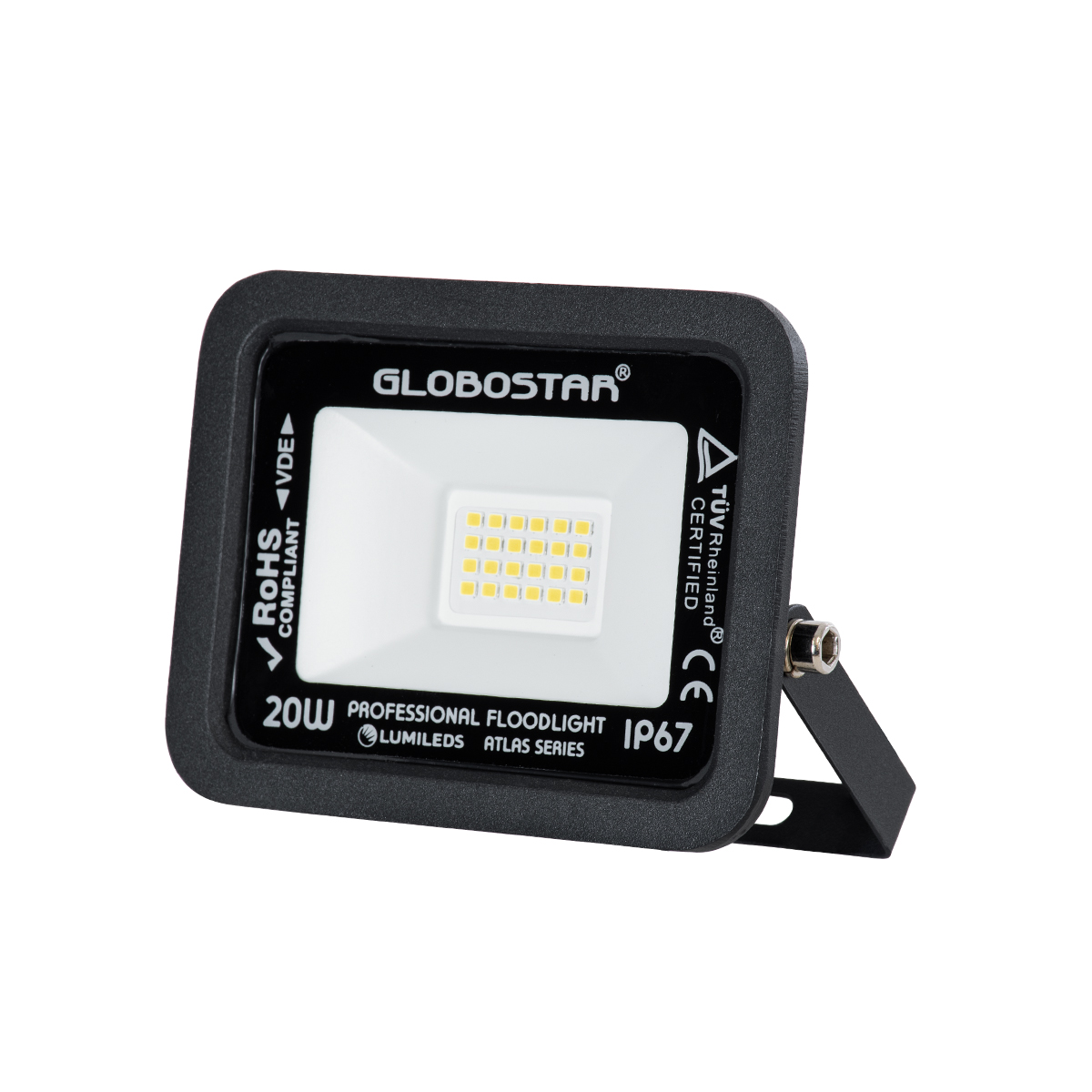 GloboStar® ATLAS 61411 Επαγγελματικός Προβολέας LED 20W 2400lm 120° AC 220-240V - Αδιάβροχος IP67 - Μ12 x Π2.5 x Υ9.5cm - Μαύρο - Φυσικό Λευκό 4500K - LUMILEDS Chips - TÜV Rheinland Certified - 5 Years Warranty - Image 2