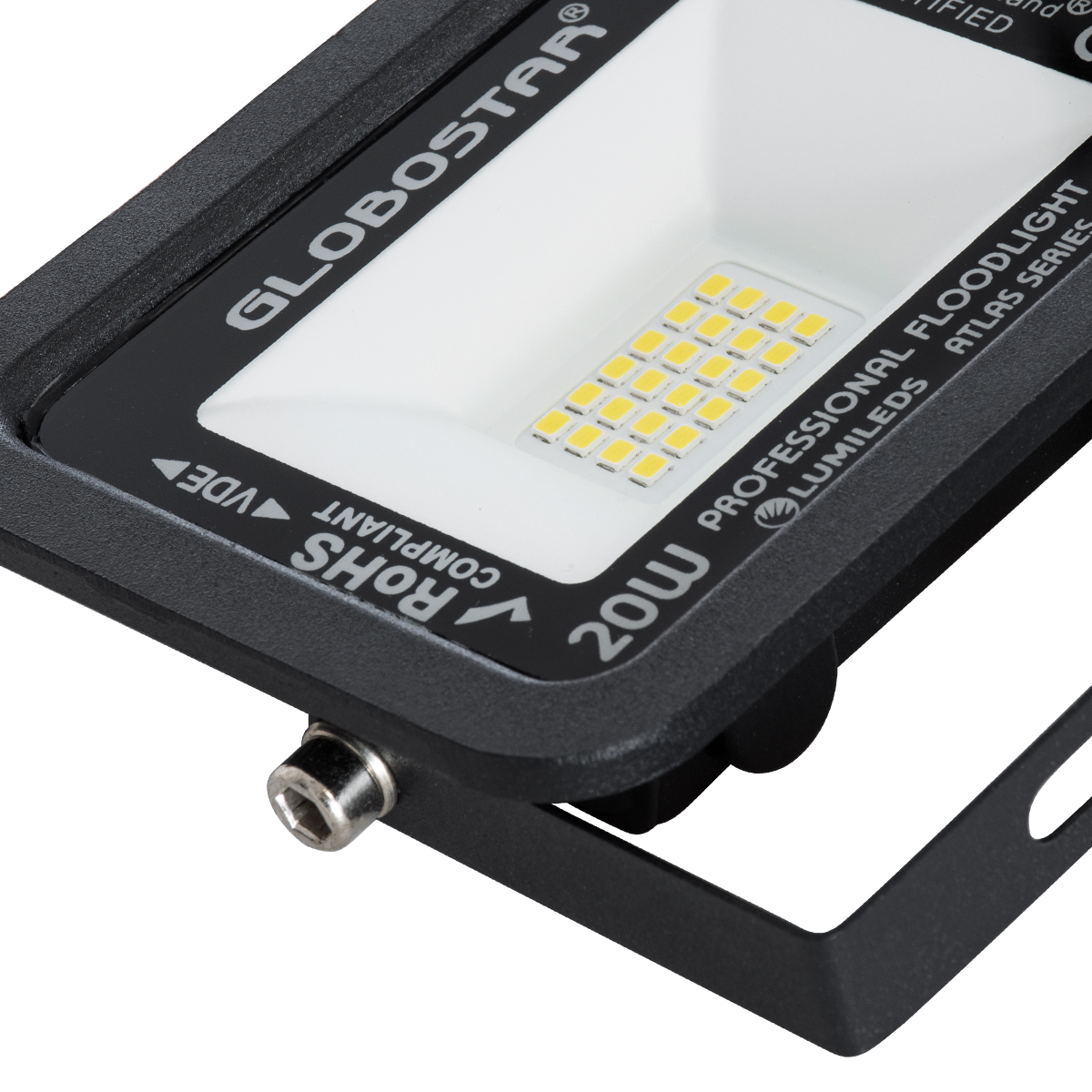 GloboStar® ATLAS 61411 Επαγγελματικός Προβολέας LED 20W 2400lm 120° AC 220-240V - Αδιάβροχος IP67 - Μ12 x Π2.5 x Υ9.5cm - Μαύρο - Φυσικό Λευκό 4500K - LUMILEDS Chips - TÜV Rheinland Certified - 5 Years Warranty - Image 6
