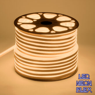 GloboStar® 70572 OVALE 120° Degree Neon Flex Epistar LED SMD 2835 1m 12W/m 120LED/m 1080lm/m 120° DC 230V Αδιάβροχη IP68 Θερμό Λευκό 3000K Dimmable