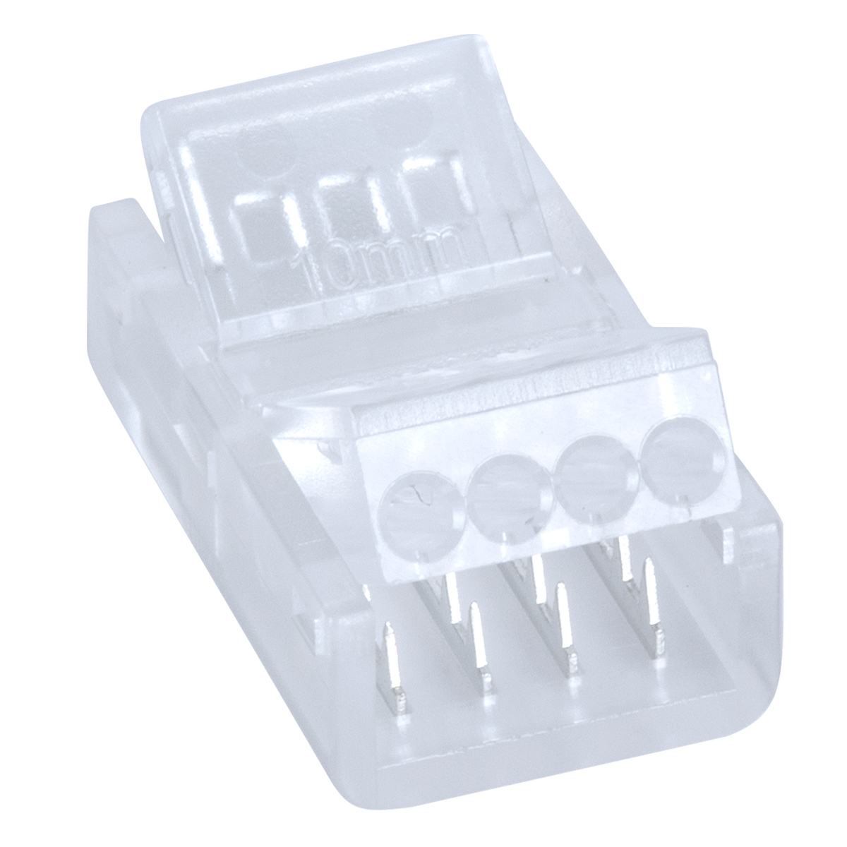 GloboStar® 70688 Ενωτικός Σύνδεσμος για Πολύχρωμη Ταινία LED RGB 10mm 4 PIN σε Καλώδιο Τροφοδοσίας Ατερμάτιστο 4 PIN Μ2.1 x Π1.3 x Υ0.7cm Διάφανο - Image 2