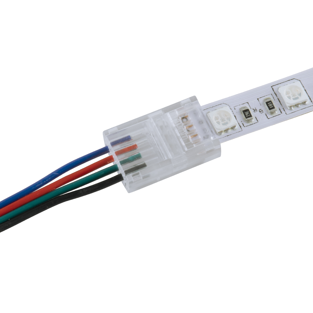 GloboStar® 70688 Ενωτικός Σύνδεσμος για Πολύχρωμη Ταινία LED RGB 10mm 4 PIN σε Καλώδιο Τροφοδοσίας Ατερμάτιστο 4 PIN Μ2.1 x Π1.3 x Υ0.7cm Διάφανο - Image 4