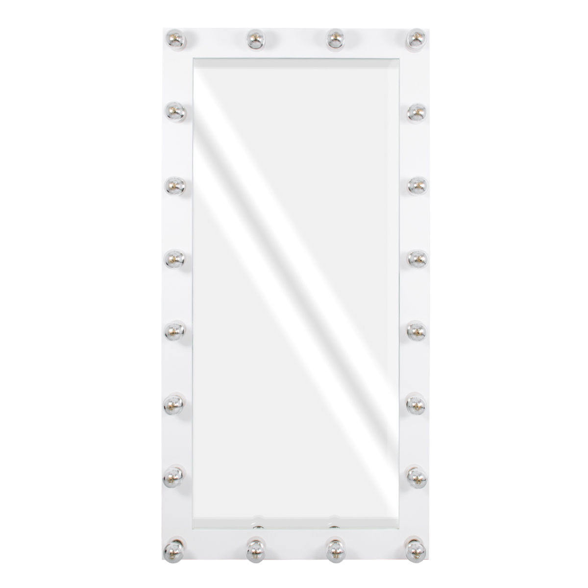 GloboStar® MAKEUP MIRROR-160x80-4 Μοντέρνος Καθρέπτης Μακιγιάζ με Πλαίσιο Φυσικού Ξύλου με Διακόπτη On/Off 20 x E27 AC220-240V - Μ80 x Π7 x Υ160cm - Λευκή Λάκα - Image 3