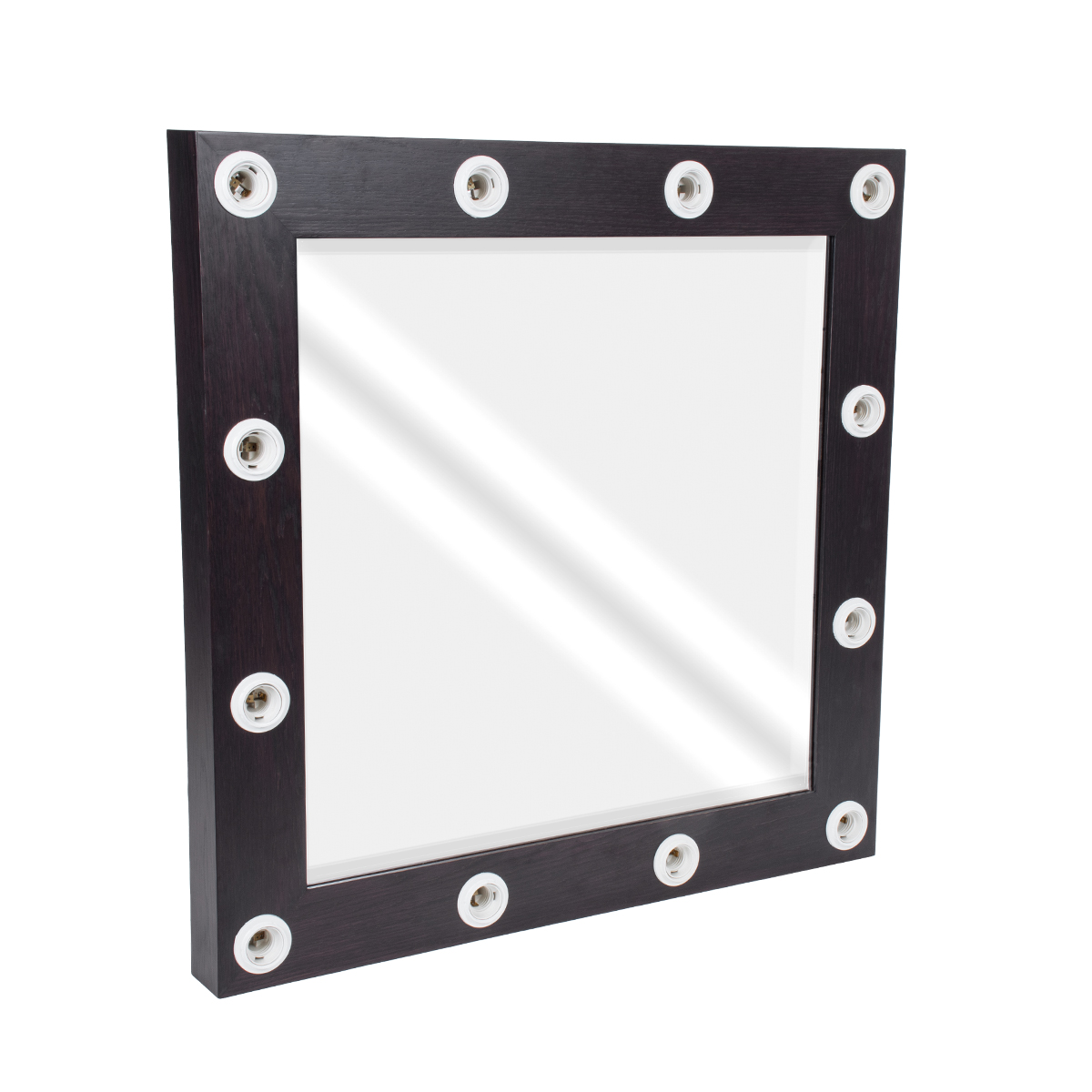 GloboStar® MAKEUP MIRROR-80x80-2 Μοντέρνος Καθρέπτης Μακιγιάζ με Πλαίσιο Φυσικού Ξύλου με Διακόπτη On/Off 12 x E27 AC220-240V - Μ80 x Π7 x Υ80cm - Καφέ Wenge - Image 5