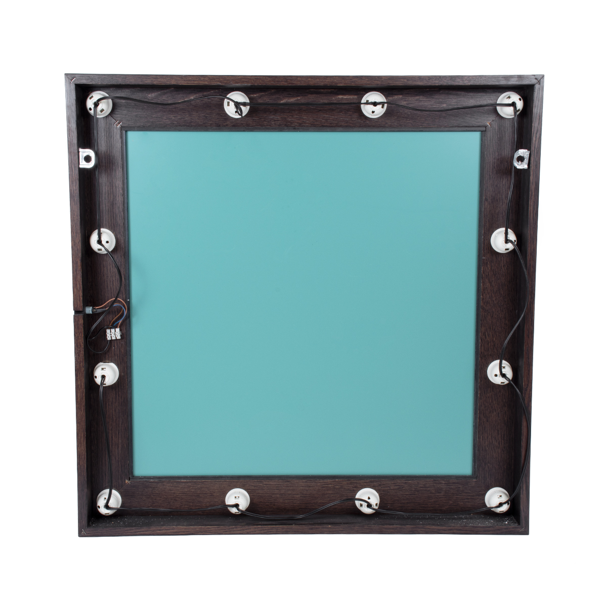 GloboStar® MAKEUP MIRROR-80x80-2 Μοντέρνος Καθρέπτης Μακιγιάζ με Πλαίσιο Φυσικού Ξύλου με Διακόπτη On/Off 12 x E27 AC220-240V - Μ80 x Π7 x Υ80cm - Καφέ Wenge - Image 7