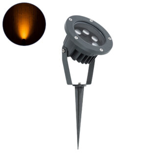 GLOBOSTAR® TREELIGHT-TZINA 90353 Σποτ Φωτισμού για Φυτά - Δέντρα με Βάση Κήπου / Καρφωτό LED 6W 510lm 10° DC 24V Αδιάβροχο IP65 Πορτοκαλί 2200K Dimmable - Γκρι Ανθρακί - Μ14 x Π12.5 x Υ12.5cm - 3 Χρόνια Εγγύηση