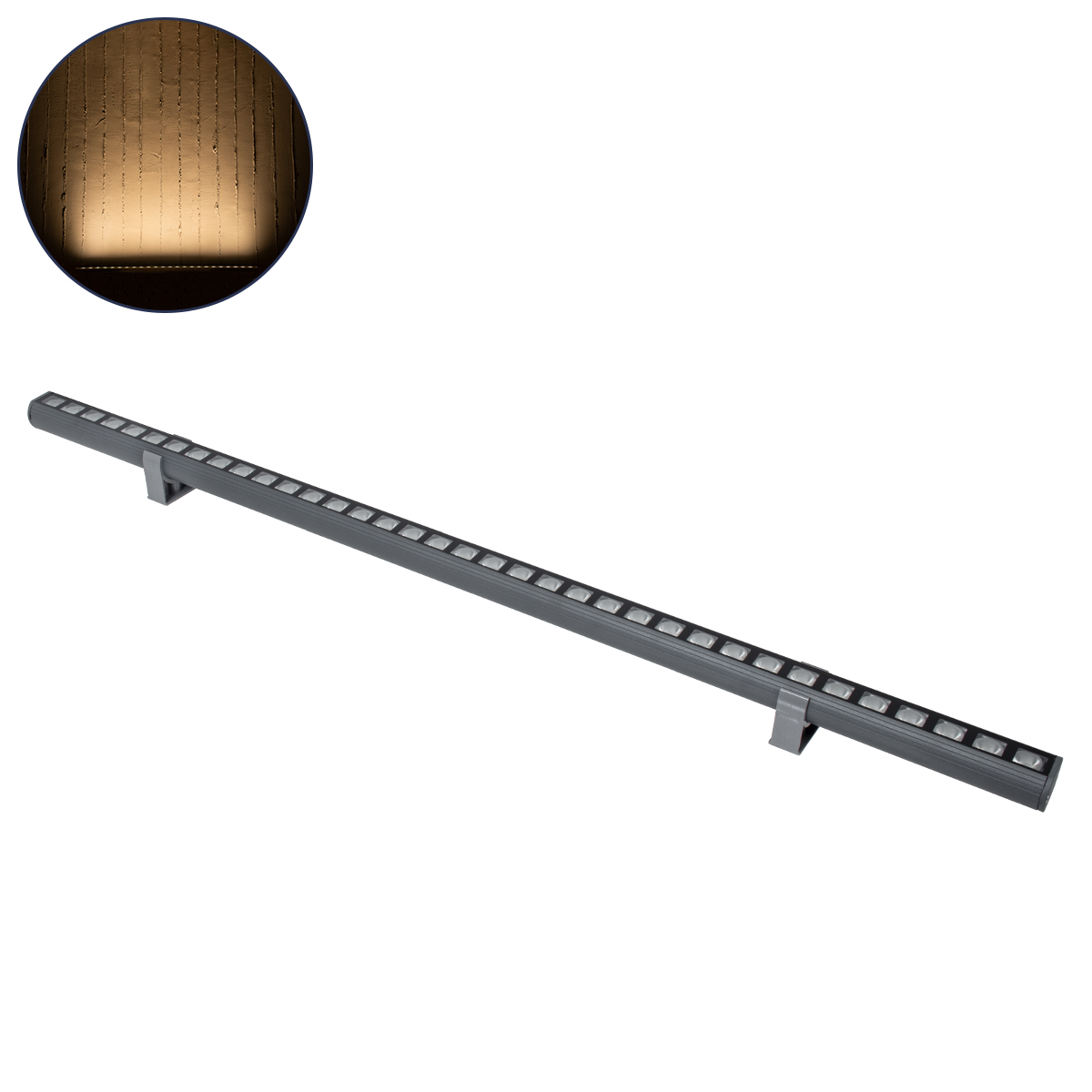 GLOBOSTAR® WASHER-PANDA 90583 Μπάρα Φωτισμού Wall Washer LED 36W 3240lm 15° DC 24V Αδιάβροχο IP67 Θερμό Λευκό 2700K Dimmable - Γκρι Ανθρακί - Μ100 x Π4 x Υ3.5cm - 3 Χρόνια Εγγύηση