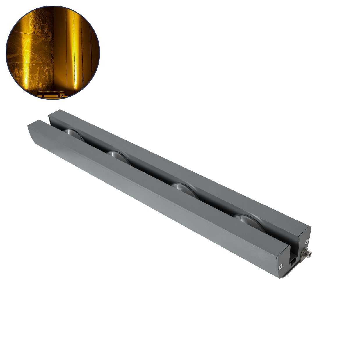 GLOBOSTAR® WINDOW-ARTE 90723 Αρχιτεκτονικό Φωτιστικό Ανάδειξης Παραθύρων Window Light LED 36W 3240lm 8x180° DC 24V Αδιάβροχο IP67 Θερμό Λευκό 2700K Dimmable - Γκρι Ανθρακί - Μ50 x Π7 x Υ4.5cm - 3 Χρόνια Εγγύηση