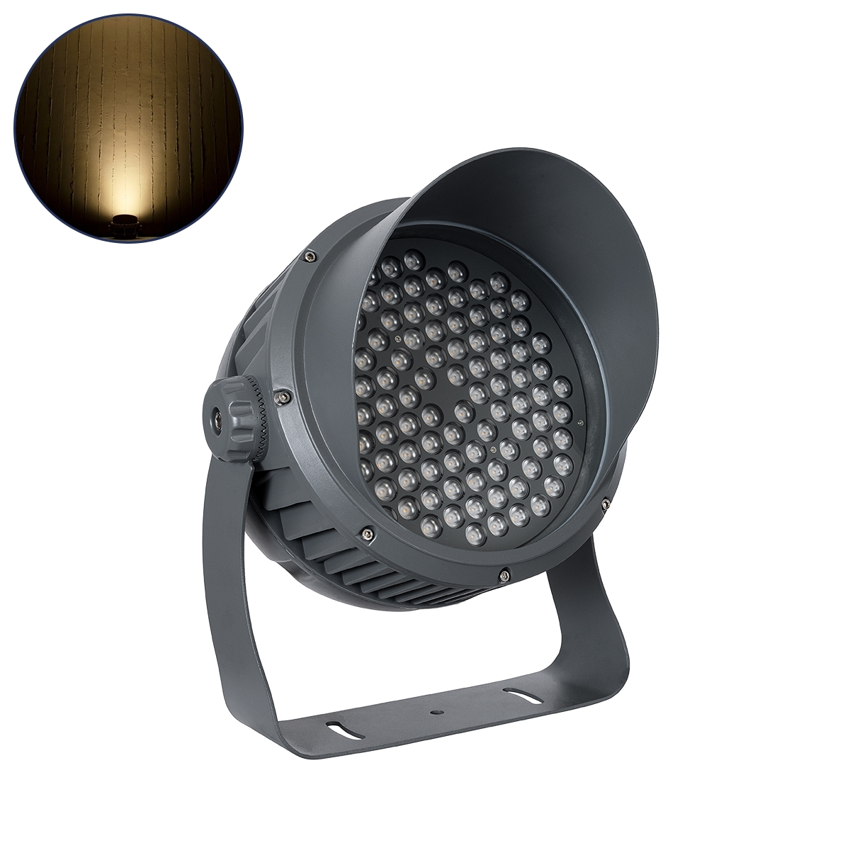 GLOBOSTAR® FLOOD-DIMO 90746 Προβολέας Σποτ Wall Washer με Αντιθαμβωτική Γρίλια LED 100W 9000lm 10° AC 220-240V Αδιάβροχο IP67 Θερμό Λευκό 2700K - Γκρι Ανθρακί - Μ34 x Π36 x Υ44cm - 3 Χρόνια Εγγύηση