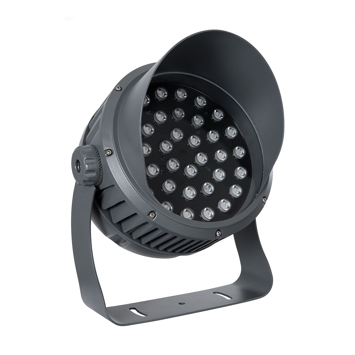 GLOBOSTAR® FLOOD-DIMO 90748 Προβολέας Σποτ Wall Washer με Αντιθαμβωτική Γρίλια LED 100W 8500lm 10° DC 24V Αδιάβροχο IP67 RGBW DMX512 Dimmable - Γκρι Ανθρακί - Μ34 x Π36 x Υ44cm - 3 Χρόνια Εγγύηση - Image 3