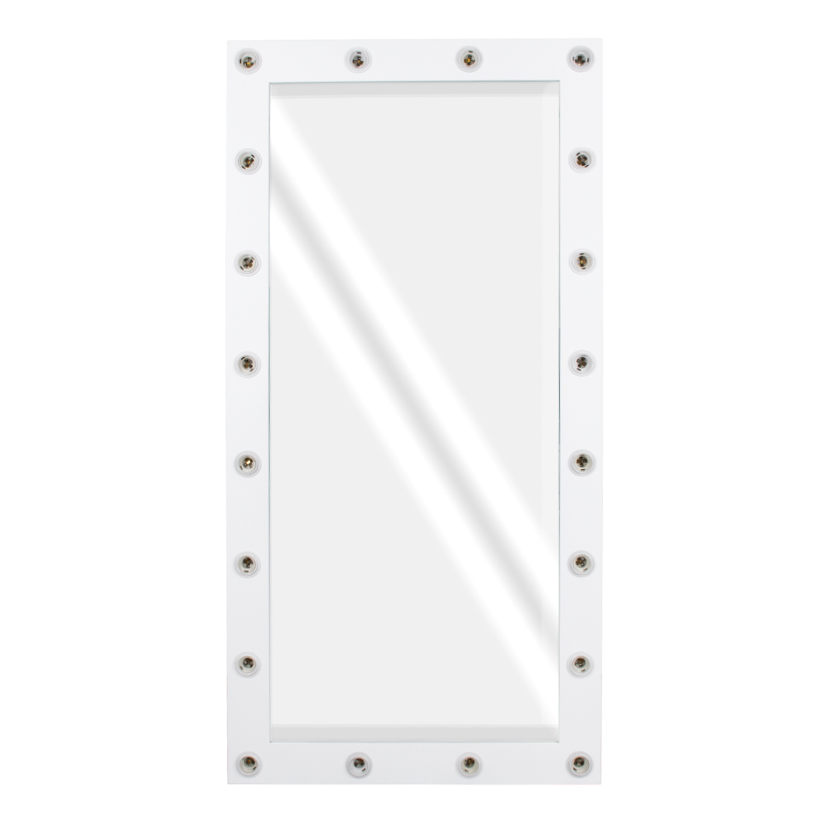 GloboStar® MAKEUP MIRROR-160x80-4 Μοντέρνος Καθρέπτης Μακιγιάζ με Πλαίσιο Φυσικού Ξύλου με Διακόπτη On/Off 20 x E27 AC220-240V - Μ80 x Π7 x Υ160cm - Λευκή Λάκα - Image 4