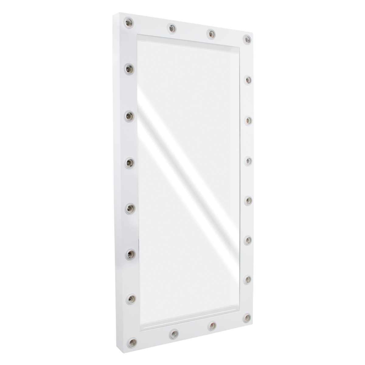 GloboStar® MAKEUP MIRROR-160x80-4 Μοντέρνος Καθρέπτης Μακιγιάζ με Πλαίσιο Φυσικού Ξύλου με Διακόπτη On/Off 20 x E27 AC220-240V - Μ80 x Π7 x Υ160cm - Λευκή Λάκα - Image 5