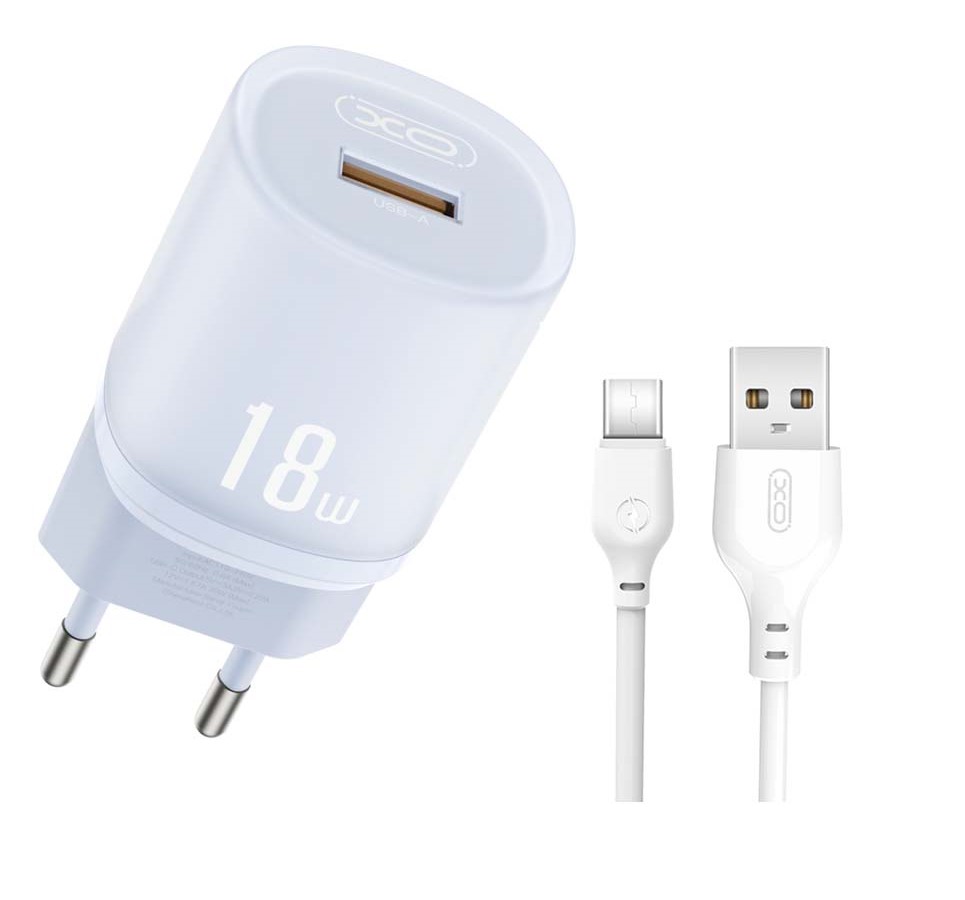 XO L157(EU) QC3.0 Φορτιστής 18W Καλώδιο TYPE-C Μπλε