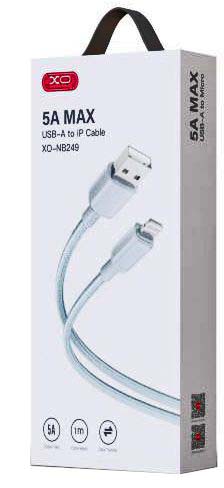 XO NB249 Καλώδιο Φόρτισης + Data Lightning 5A PVC 1m Μπλέ - Image 4