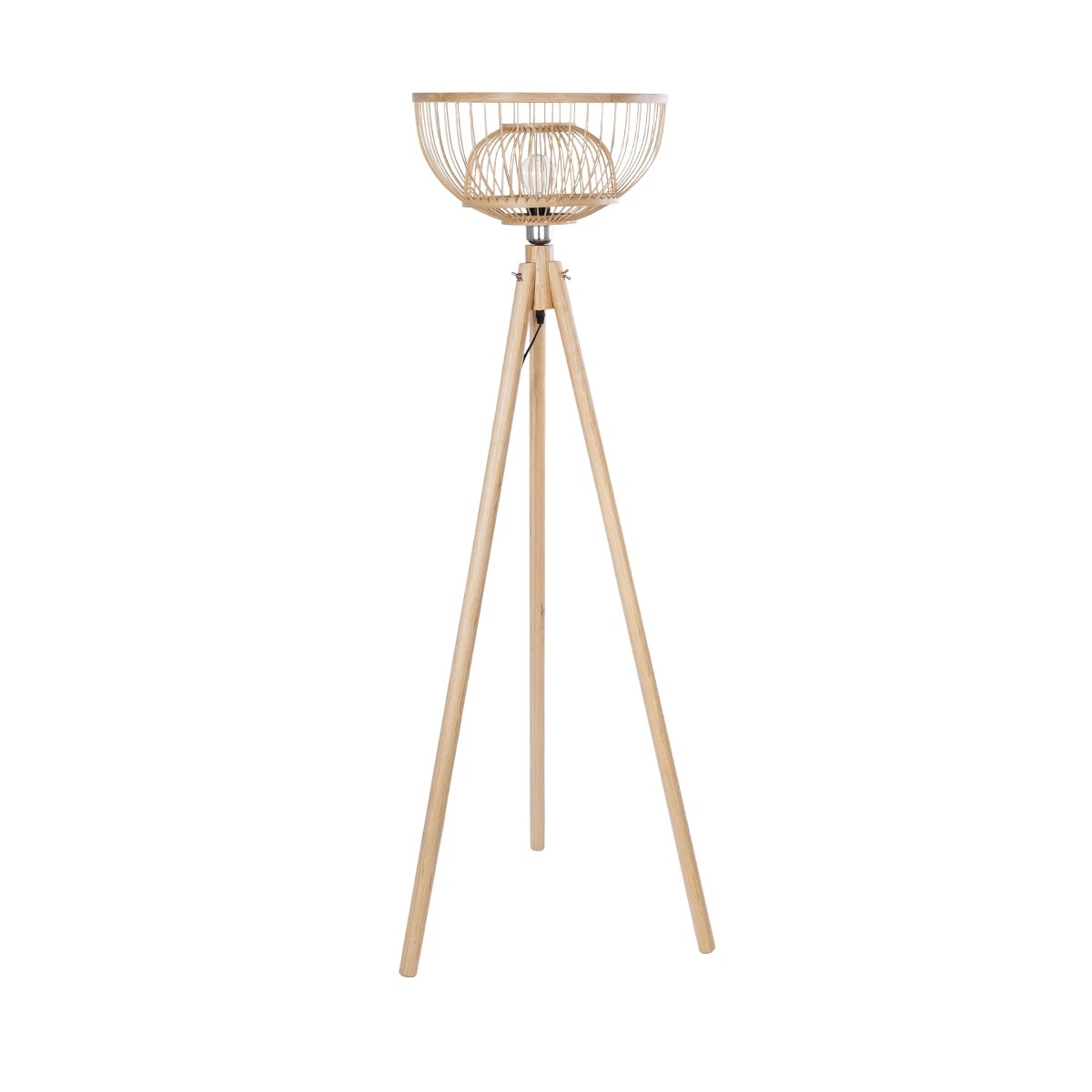 GloboStar® POPPY 01986 Boho Επιδαπέδιο Φωτιστικό Μονόφωτο 1 x E27 IP20 Μπεζ Ξύλο - Μ58 x Π58 x Υ141cm - Image 4
