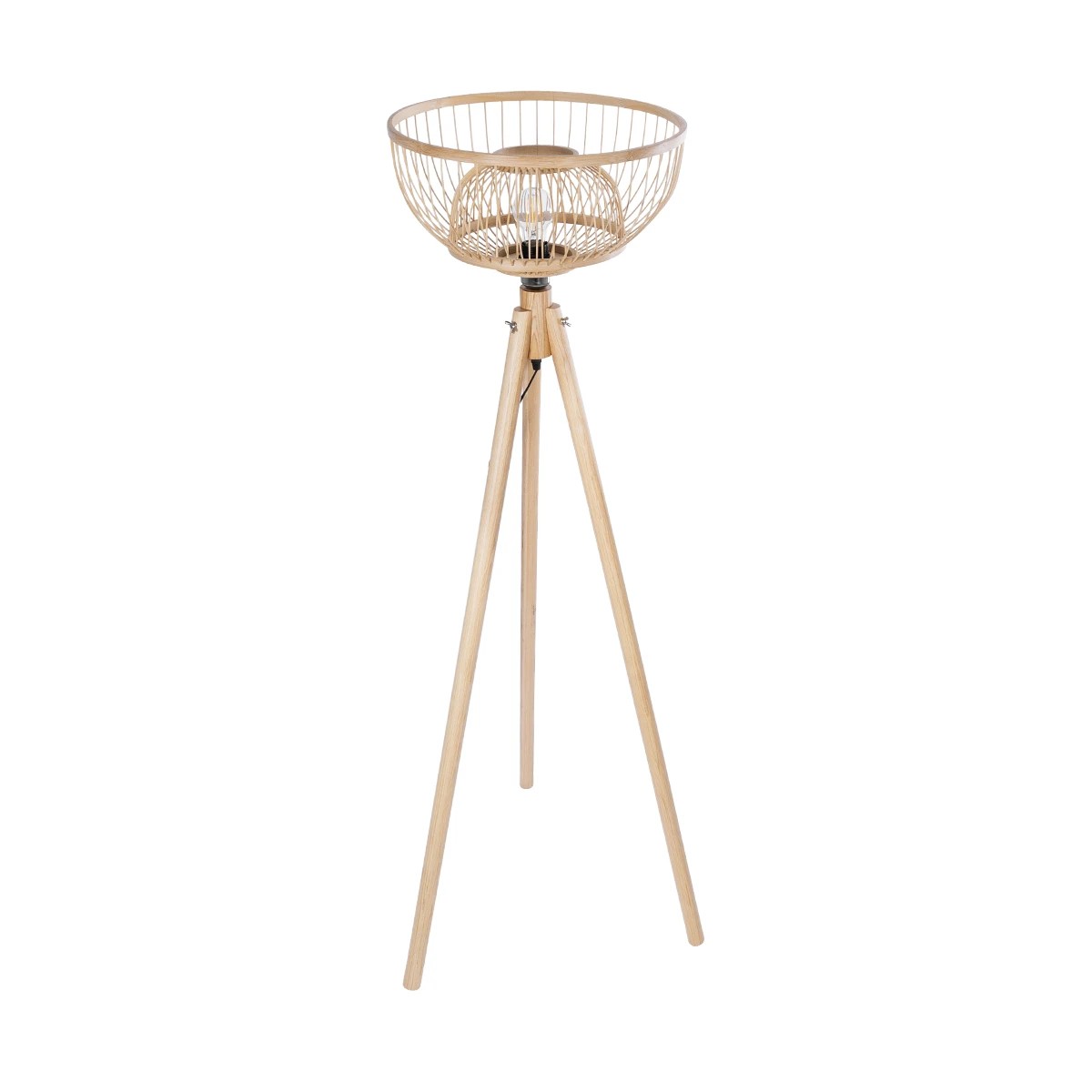 GloboStar® POPPY 01986 Boho Επιδαπέδιο Φωτιστικό Μονόφωτο 1 x E27 IP20 Μπεζ Ξύλο - Μ58 x Π58 x Υ141cm - Image 5