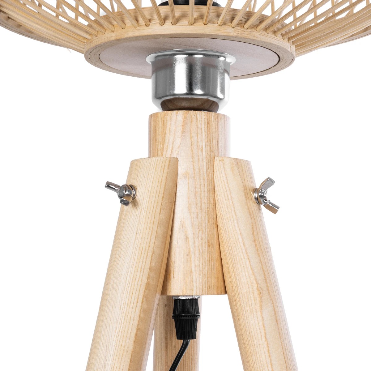 GloboStar® POPPY 01986 Boho Επιδαπέδιο Φωτιστικό Μονόφωτο 1 x E27 IP20 Μπεζ Ξύλο - Μ58 x Π58 x Υ141cm - Image 8