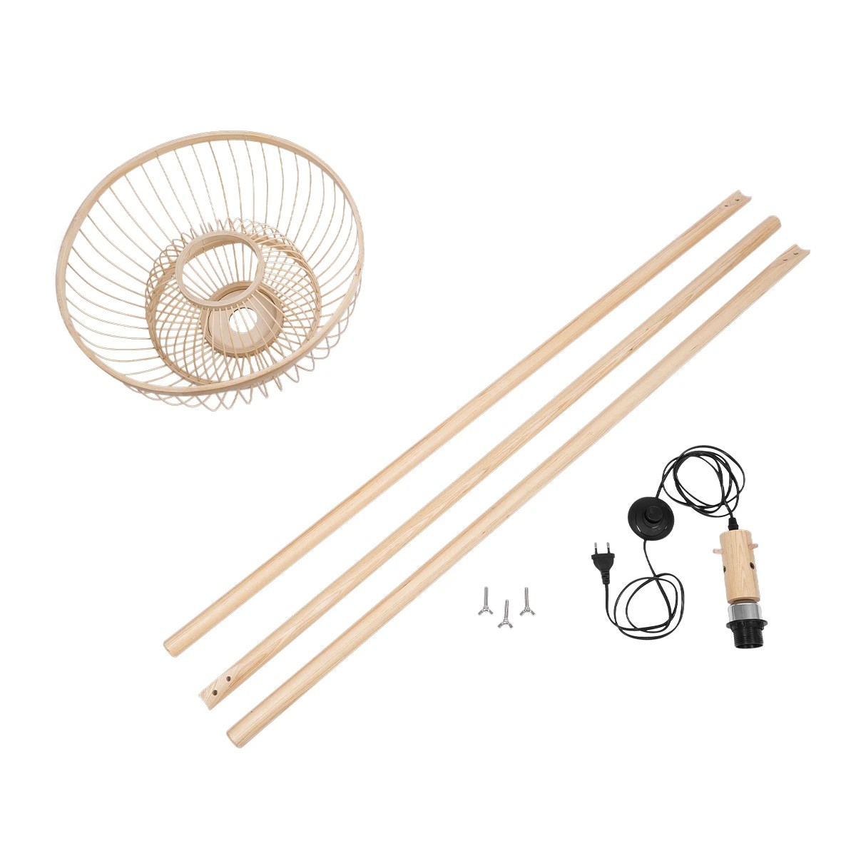 GloboStar® POPPY 01986 Boho Επιδαπέδιο Φωτιστικό Μονόφωτο 1 x E27 IP20 Μπεζ Ξύλο - Μ58 x Π58 x Υ141cm - Image 10