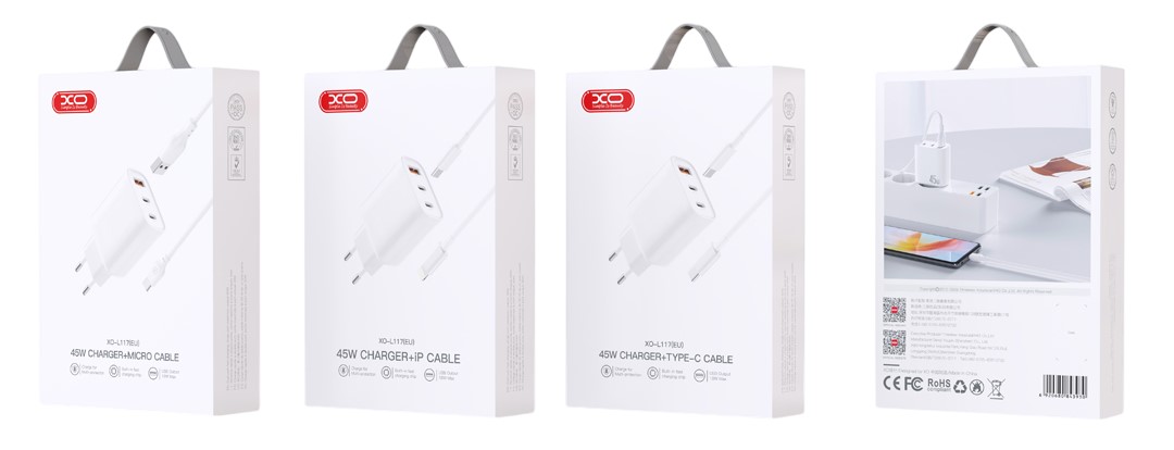 XO L117 (EU) PD45W/QC18W Φορτιστής Γρήγορης Φόρτισης με Micro - Image 3