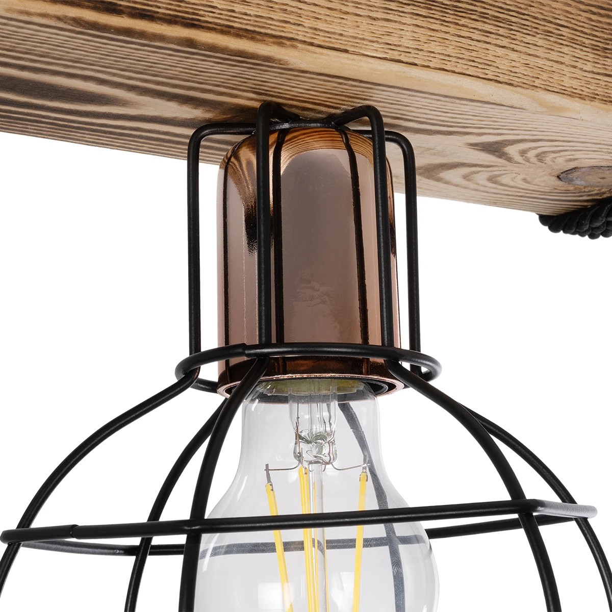 GloboStar® STARLO 201-0004 Vintage Κρεμαστό Φωτιστικό Ράγα Μονόφωτο 1 x E27 IP20 Μπεζ Ξύλο με Μαύρο Μέταλλο - Μ30 x Π15 x Υ60cm - Image 8