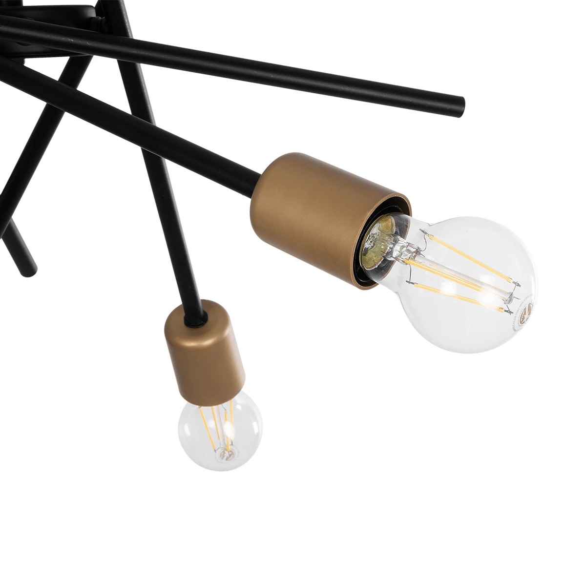 GloboStar® SUNFY 201-0030 Μοντέρνο Φωτιστικό Οροφής Πλέγμα Πολύφωτο 6 x E27 IP20 Μαύρο & Μπρούτζινο Μέταλλο - Μ57 x Π57 x Υ85cm - Image 7