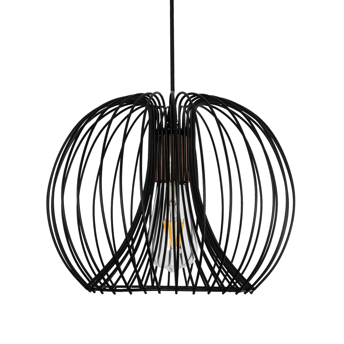 GloboStar® GLOWIA 201-0032 Μοντέρνο Κρεμαστό Φωτιστικό Πλέγμα Μονόφωτο 1 x E27 IP20 Μαύρο Μέταλλο - Μ26 x Π26 x Υ70cm - Image 5