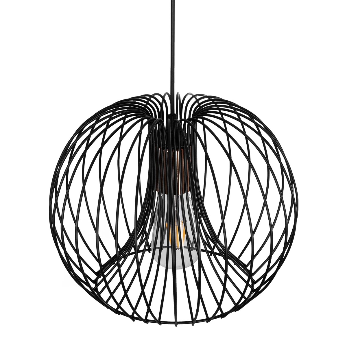 GloboStar® GLOWIA 201-0032 Μοντέρνο Κρεμαστό Φωτιστικό Πλέγμα Μονόφωτο 1 x E27 IP20 Μαύρο Μέταλλο - Μ26 x Π26 x Υ70cm - Image 7