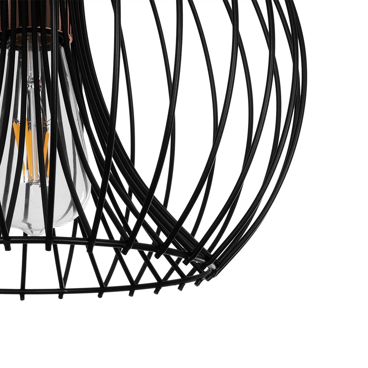GloboStar® GLOWIA 201-0032 Μοντέρνο Κρεμαστό Φωτιστικό Πλέγμα Μονόφωτο 1 x E27 IP20 Μαύρο Μέταλλο - Μ26 x Π26 x Υ70cm - Image 8