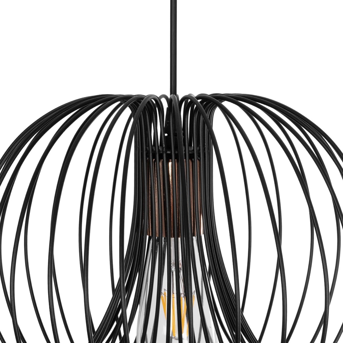 GloboStar® GLOWIA 201-0032 Μοντέρνο Κρεμαστό Φωτιστικό Πλέγμα Μονόφωτο 1 x E27 IP20 Μαύρο Μέταλλο - Μ26 x Π26 x Υ70cm - Image 9