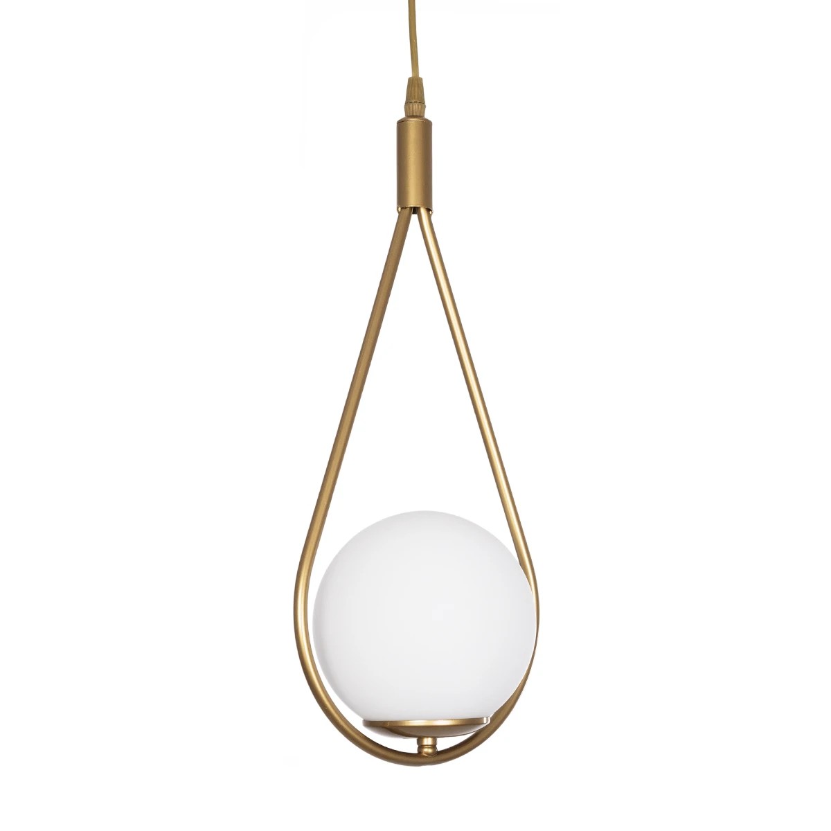 GloboStar® DROP 201-0034 Vintage Κρεμαστό Φωτιστικό Μπάλα Μονόφωτο 1 x E27 IP20 Χρυσό Μέταλλο με Γαλακτερή Μπάλα - Μ20 x Π25 x Υ80cm - Image 5