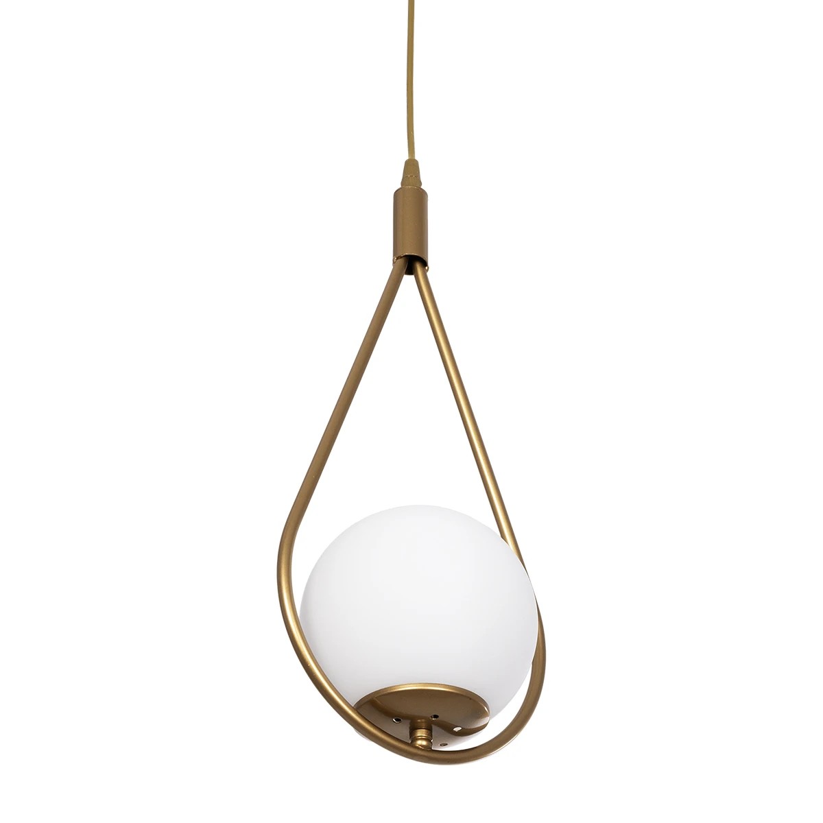 GloboStar® DROP 201-0034 Vintage Κρεμαστό Φωτιστικό Μπάλα Μονόφωτο 1 x E27 IP20 Χρυσό Μέταλλο με Γαλακτερή Μπάλα - Μ20 x Π25 x Υ80cm - Image 6