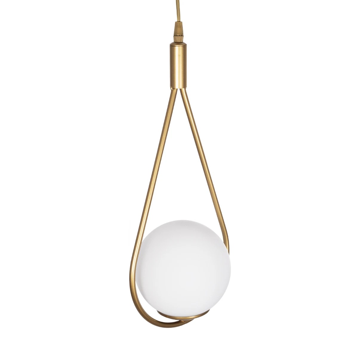 GloboStar® DROP 201-0034 Vintage Κρεμαστό Φωτιστικό Μπάλα Μονόφωτο 1 x E27 IP20 Χρυσό Μέταλλο με Γαλακτερή Μπάλα - Μ20 x Π25 x Υ80cm - Image 7