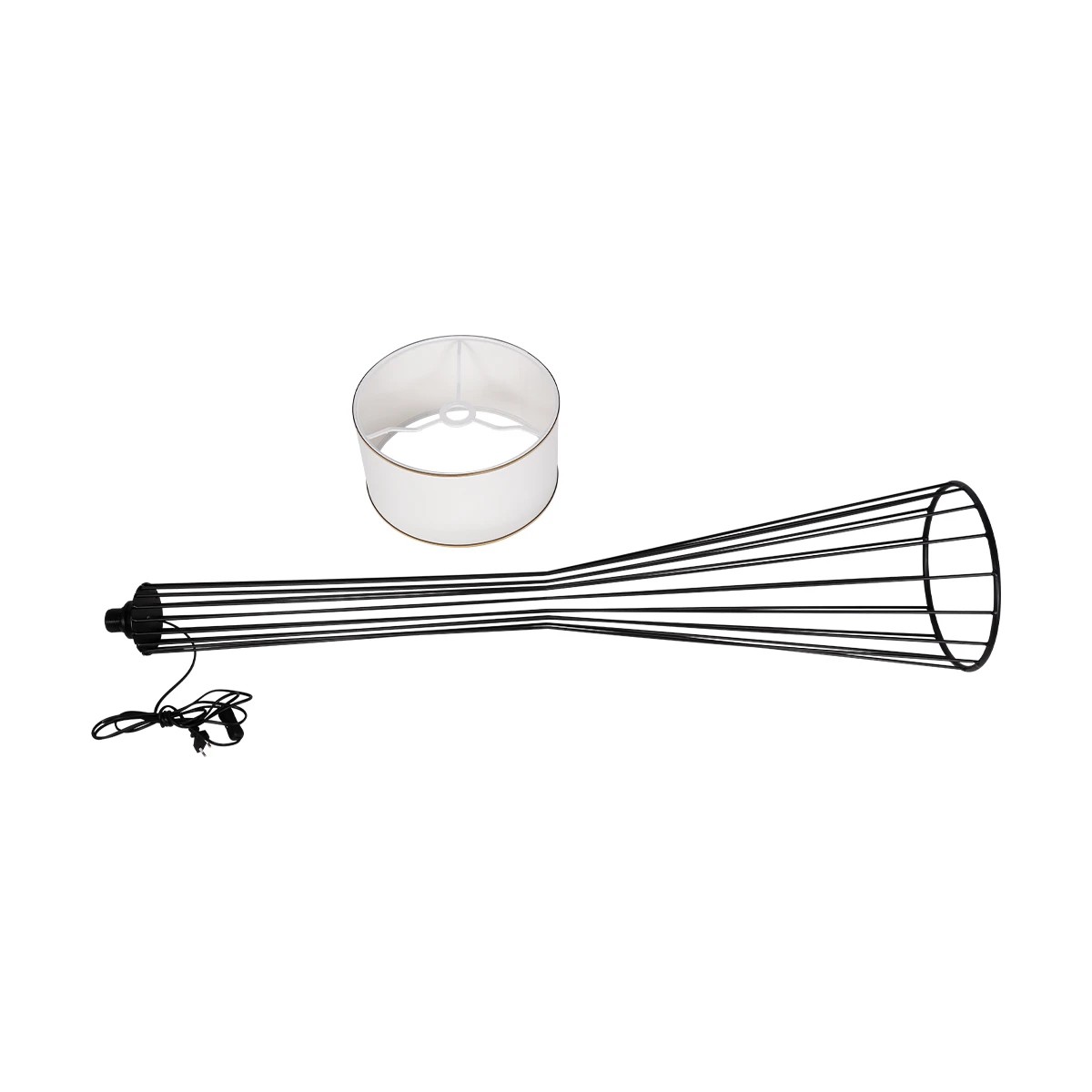 GloboStar® NOVA 201-0036 Μοντέρνο Επιδαπέδιο Φωτιστικό 1 x E27 IP20 Μαύρο Μεταλλό με Λευκό Ύφασμα - Μ36 x Π36 x Υ148cm - Image 12
