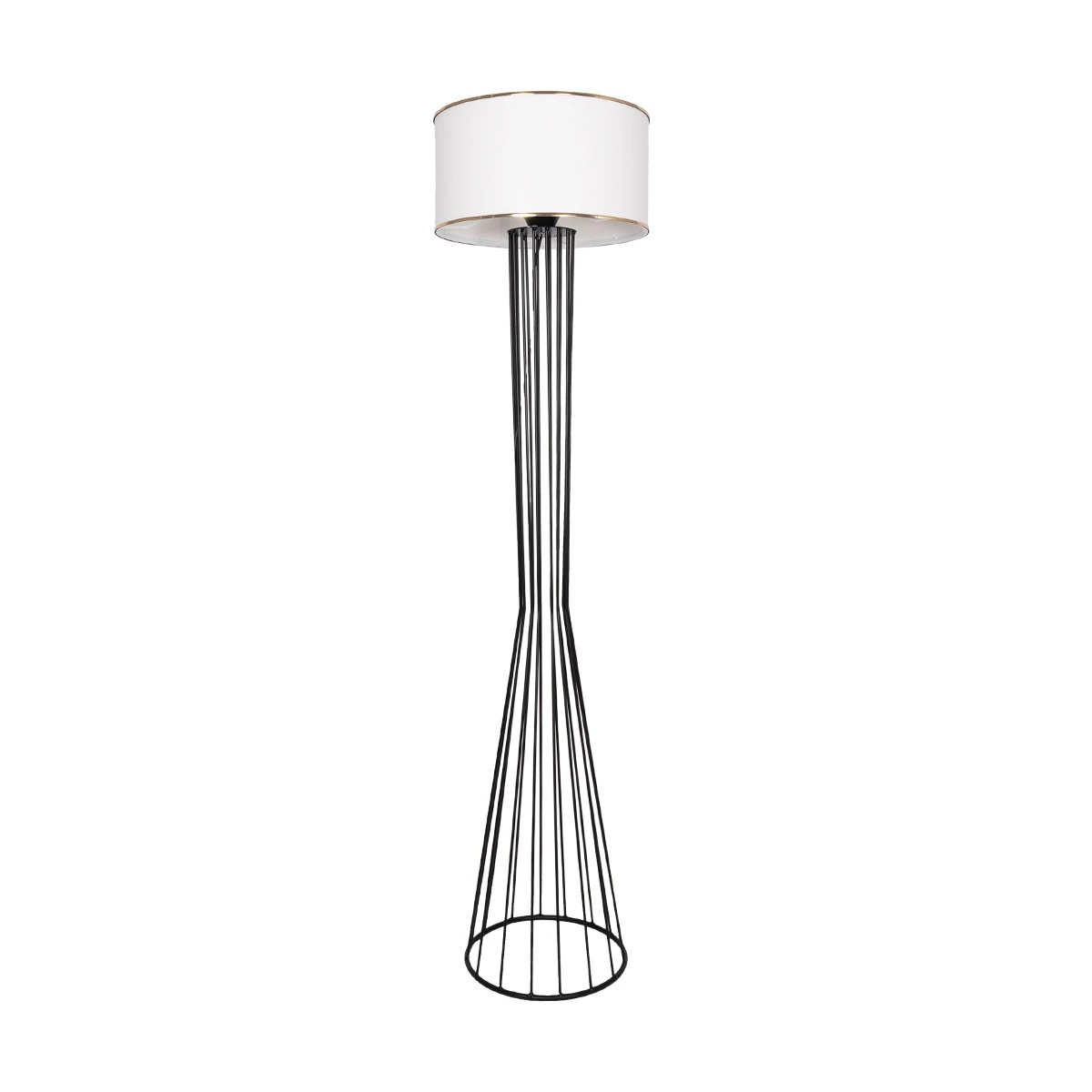 GloboStar® NOVA 201-0036 Μοντέρνο Επιδαπέδιο Φωτιστικό 1 x E27 IP20 Μαύρο Μεταλλό με Λευκό Ύφασμα - Μ36 x Π36 x Υ148cm - Image 5